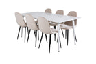 Venture Home Polar Rektangulära Matbord 180 x 90 Vit + Matstolar 2-pack Beige