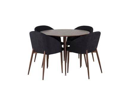 Venture Home Arch & Plaza Matstolar 2-pack Svart + Runda Matbord ⌀100 Valnöt