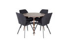 Venture Home Gemma & Plaza Matstolar 2-pack Svart + Runda Matbord ⌀100 Valnöt