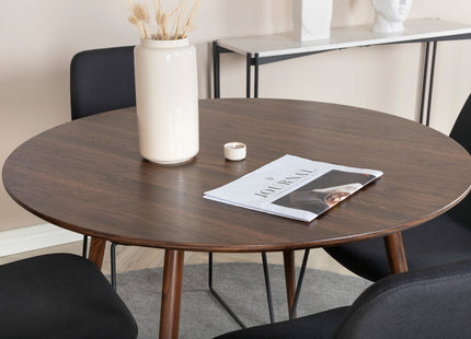 Venture Home Muce & Plaza Matstolar 2-pack Svart + Runda Matbord ⌀100 Valnöt