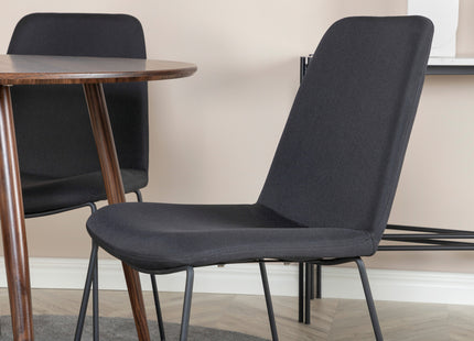 Venture Home Muce & Plaza Matstolar 2-pack Svart + Runda Matbord ⌀100 Valnöt
