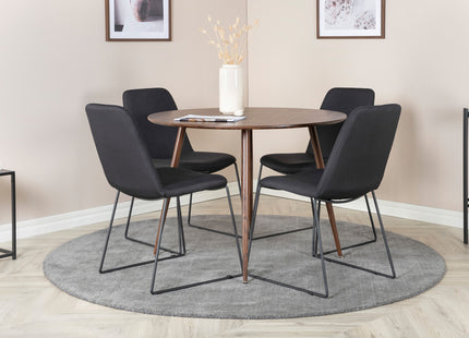 Venture Home Muce & Plaza Matstolar 2-pack Svart + Runda Matbord ⌀100 Valnöt