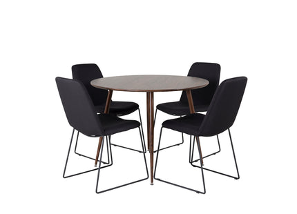 Venture Home Muce & Plaza Matstolar 2-pack Svart + Runda Matbord ⌀100 Valnöt