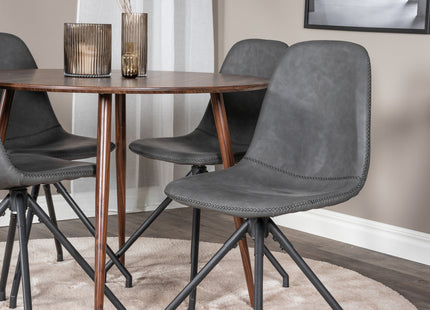 Venture Home Plaza & Polar Runda Matbord ⌀100 Valnöt + Matstolar 2-pack Svart