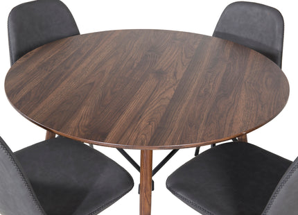 Venture Home Plaza & Polar Runda Matbord ⌀100 Valnöt + Matstolar 2-pack Svart