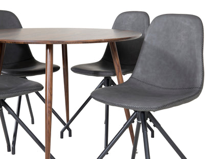 Venture Home Plaza & Polar Runda Matbord ⌀100 Valnöt + Matstolar 2-pack Svart