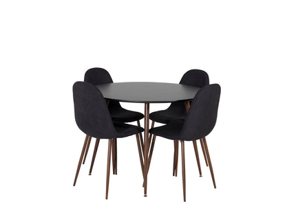 Venture Home Plaza & Polar Runda Matbord ⌀100 Svart + Matstolar 2-pack Svart