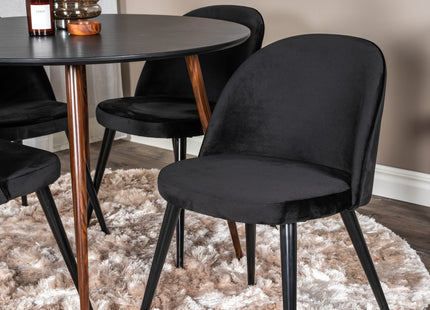 Venture Home Plaza & Velvet Runda Matbord ⌀100 Svart + Matstolar 2-pack Svart