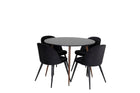 Venture Home Plaza & Velvet Runda Matbord ⌀100 Svart + Matstolar 2-pack Svart