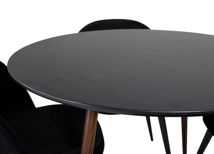 Venture Home Plaza & Velvet Runda Matbord ⌀100 Svart + Matstolar 2-pack Svart