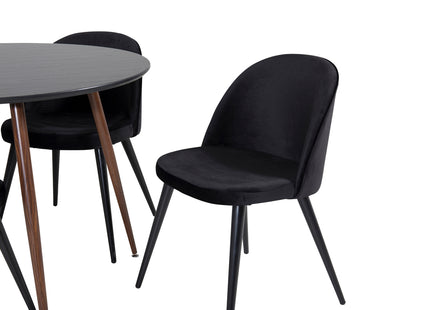 Venture Home Plaza & Velvet Runda Matbord ⌀100 Svart + Matstolar 2-pack Svart