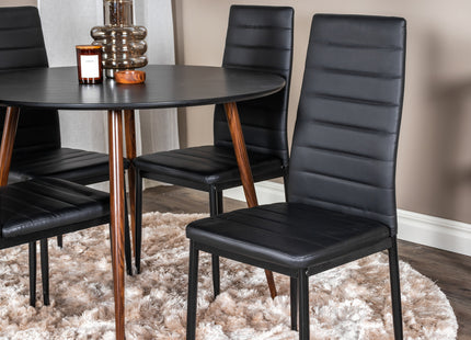 Venture Home Slim & Plaza Matstolar 2-pack Svart + Runda Matbord ⌀100 Svart