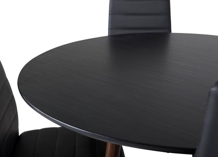 Venture Home Slim & Plaza Matstolar 2-pack Svart + Runda Matbord ⌀100 Svart