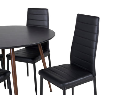 Venture Home Slim & Plaza Matstolar 2-pack Svart + Runda Matbord ⌀100 Svart