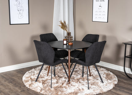 Venture Home Gemma & Plaza Matstolar 2-pack Svart + Runda Matbord ⌀100 Svart