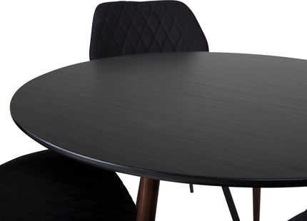 Venture Home Gemma & Plaza Matstolar 2-pack Svart + Runda Matbord ⌀100 Svart