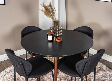 Venture Home Vault & Plaza Matstolar 2-pack Svart + Runda Matbord ⌀100 Svart