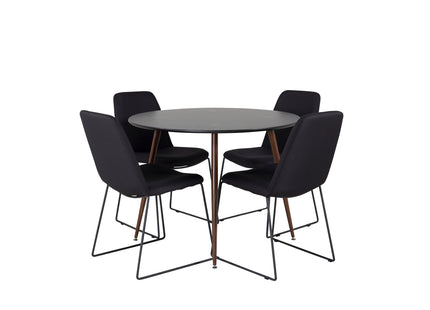Venture Home Muce & Plaza Matstolar 2-pack Svart + Runda Matbord ⌀100 Svart