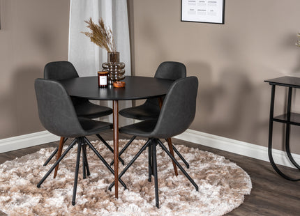 Venture Home Plaza & Polar Runda Matbord ⌀100 Svart + Matstolar 2-pack Svart