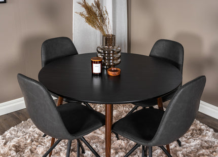Venture Home Plaza & Polar Runda Matbord ⌀100 Svart + Matstolar 2-pack Svart