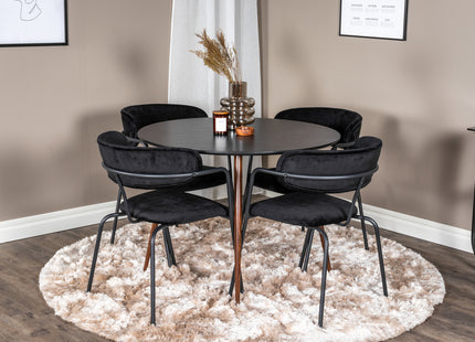 Venture Home Arrow & Plaza Matstolar 2-pack Svart + Runda Matbord ⌀100 Svart