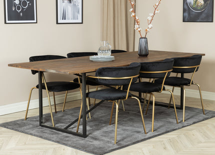 Venture Home Arrow & Padang Matstolar 2-pack Svart + Rektangulära Matbord 250 x 100 Nature