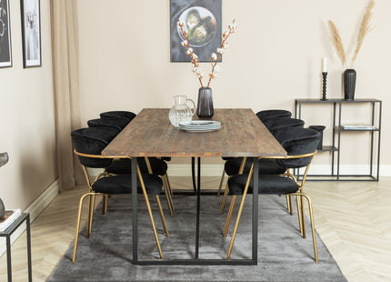 Venture Home Arrow & Padang Matstolar 2-pack Svart + Rektangulära Matbord 250 x 100 Nature