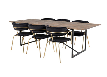 Venture Home Arrow & Padang Matstolar 2-pack Svart + Rektangulära Matbord 250 x 100 Nature