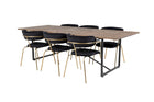 Venture Home Arrow & Padang Matstolar 2-pack Svart + Rektangulära Matbord 250 x 100 Nature