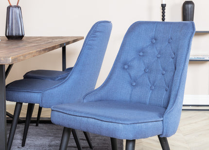 Venture Home Padang & Velvet Deluxe Rektangulära Matbord 250 x 100 Nature + Matstolar 2-pack Blå