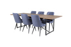 Venture Home Padang & Velvet Deluxe Rektangulära Matbord 250 x 100 Nature + Matstolar 2-pack Blå