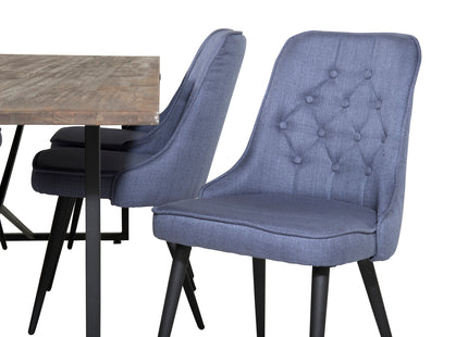 Venture Home Padang & Velvet Deluxe Rektangulära Matbord 250 x 100 Nature + Matstolar 2-pack Blå