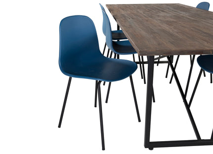 Venture Home Arctic & Padang Matstolar 2-pack Blå + Rektangulära Matbord 250 x 100 Nature