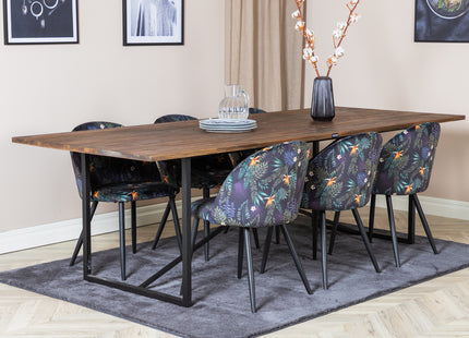 Venture Home Padang & Velvet Rektangulära Matbord 250 x 100 Nature + Matstolar 2-pack Svart