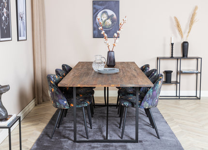 Venture Home Padang & Velvet Rektangulära Matbord 250 x 100 Nature + Matstolar 2-pack Svart