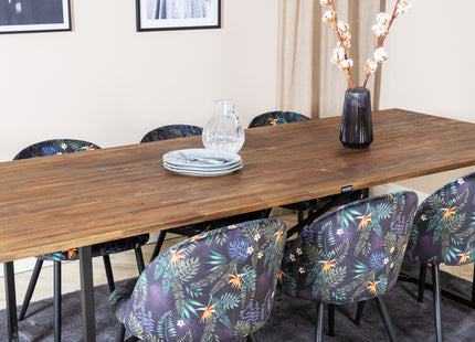 Venture Home Padang & Velvet Rektangulära Matbord 250 x 100 Nature + Matstolar 2-pack Svart