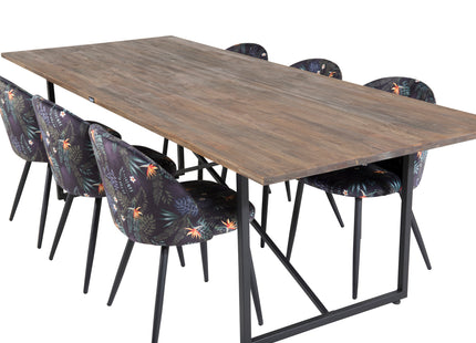 Venture Home Padang & Velvet Rektangulära Matbord 250 x 100 Nature + Matstolar 2-pack Svart