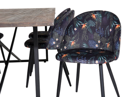Venture Home Padang & Velvet Rektangulära Matbord 250 x 100 Nature + Matstolar 2-pack Svart