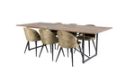 Venture Home Padang & Velvet Rektangulära Matbord 250 x 100 Nature + Matstolar 2-pack Grön