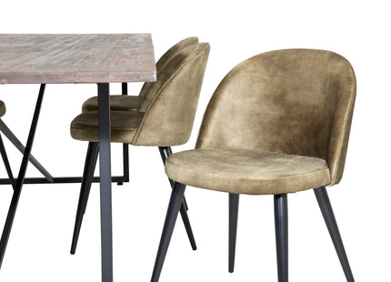Venture Home Padang & Velvet Rektangulära Matbord 250 x 100 Nature + Matstolar 2-pack Grön