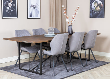 Venture Home Gemma & Padang Matstolar 2-pack Grå + Rektangulära Matbord 250 x 100 Nature