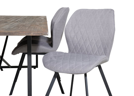 Venture Home Gemma & Padang Matstolar 2-pack Grå + Rektangulära Matbord 250 x 100 Nature