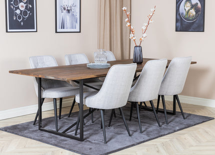 Venture Home Padang & Velvet Deluxe Rektangulära Matbord 250 x 100 Nature + Matstolar 2-pack Grå