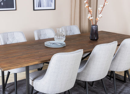 Venture Home Padang & Velvet Deluxe Rektangulära Matbord 250 x 100 Nature + Matstolar 2-pack Grå