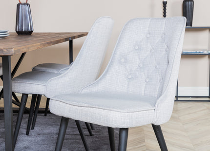 Venture Home Padang & Velvet Deluxe Rektangulära Matbord 250 x 100 Nature + Matstolar 2-pack Grå