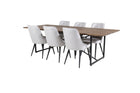 Venture Home Padang & Velvet Deluxe Rektangulära Matbord 250 x 100 Nature + Matstolar 2-pack Grå