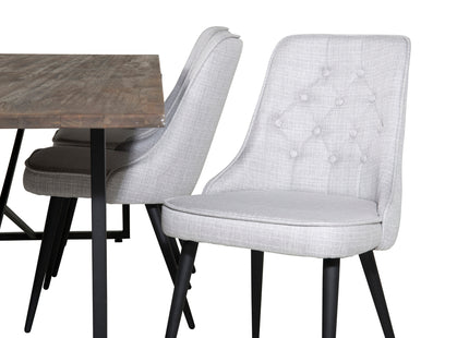 Venture Home Padang & Velvet Deluxe Rektangulära Matbord 250 x 100 Nature + Matstolar 2-pack Grå