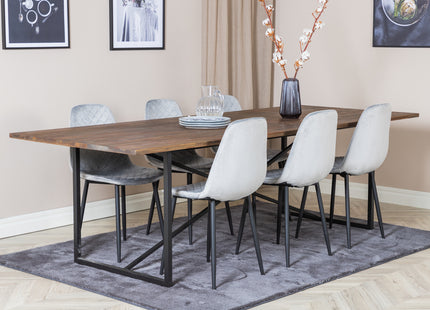 Venture Home Padang & Polar Rektangulära Matbord 250 x 100 Nature + Matstolar 2-pack Grå