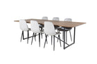 Venture Home Padang & Polar Rektangulära Matbord 250 x 100 Nature + Matstolar 2-pack Grå