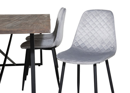 Venture Home Padang & Polar Rektangulära Matbord 250 x 100 Nature + Matstolar 2-pack Grå
